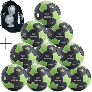 erima Handballpaket (10 Stck) G9 CLASSIC 2.0 (anthrazit/green/silber) - 3+Ballsack