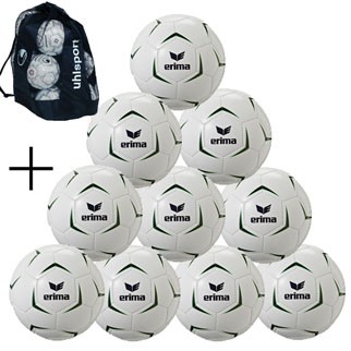 erima Fuballpaket (10 Stck) MAJESTOR MATCH LITE 290 (wei/schwarz/lime) - 5+Ballsack