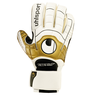 Uhlsport Torwart-Handschuhe ERGONOMIC SOFT ROLLFINGER (wei/gold/schwarz) - 6,5