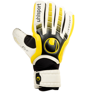 Uhlsport Torwarthandschuhe FANGHAND SUPERSOFT (wei/flou gelb/schwarz) - 9,5