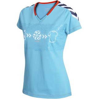 hummel Damen-T-Shirt CHARACTERS (blue atoll/fire red) - blue atoll/fire red|XL