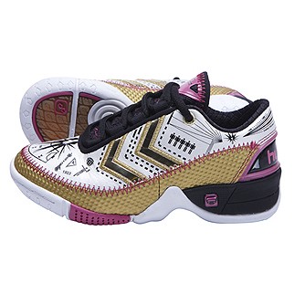 hummel Kinder-Handballschuh REBEL LEGEND JR - gold/neon pink/white|35