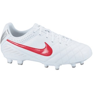 Nike Kinder-Fuballschuh JR TIEMPO NATURAL IV FG - white/siren red-mtllc-silver|36