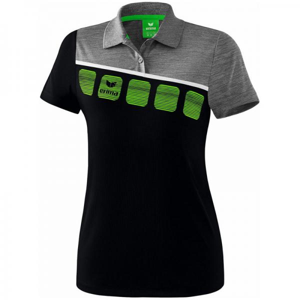 erima Damen-Poloshirt 5-C schwarz/grau melange/weiß | 40