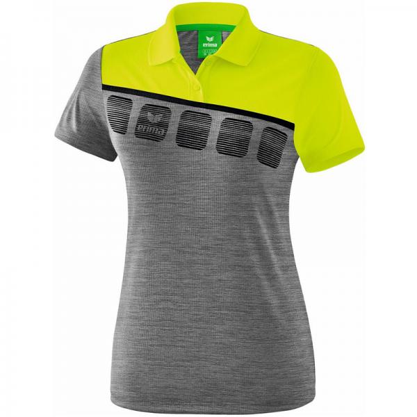erima Damen-Poloshirt 5-C grau melange/lime pop/schwarz | 34