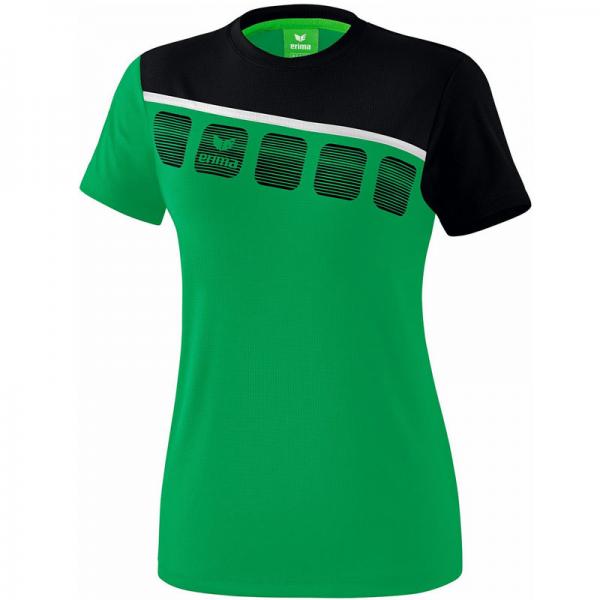 erima Damen-T-Shirt 5-C smaragd/schwarz/weiß | 34