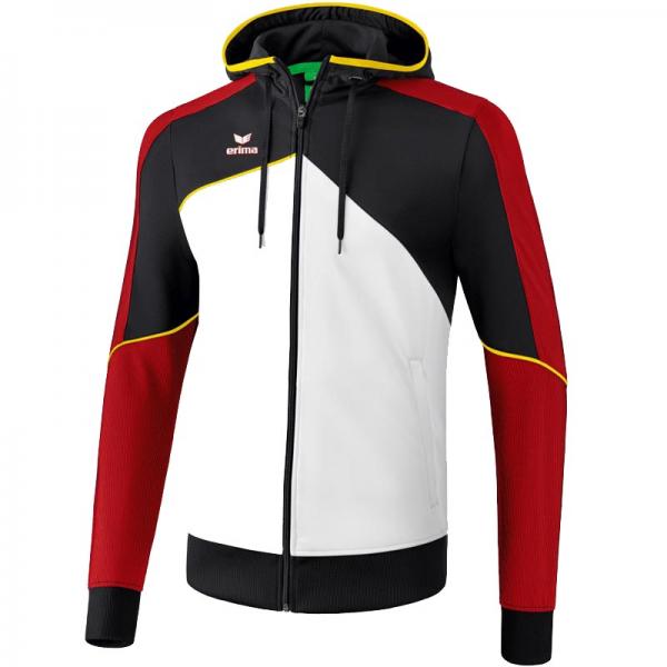 erima Trainingsjacke PREMIUM ONE 2.0 - mit Kapuze weiß/schwarz/rot/gelb | 128