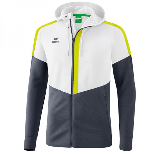 erima Trainingsjacke SQUAD - mit Kapuze weiß/slate grey/bio lime | 128