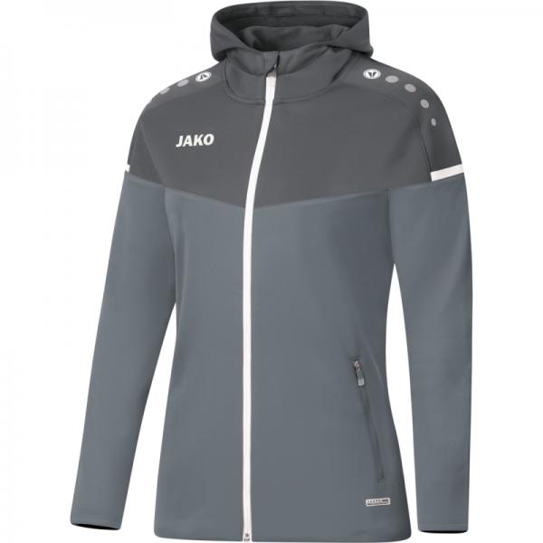 Jako Damen-Kapuzenjacke Champ2.0 steingrau/anthra light | 34