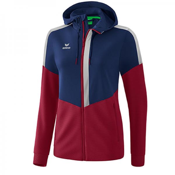 erima Damen-Trainingsjacke SQUAD - mit Kapuze new navy/bordeaux/silver grey | 34