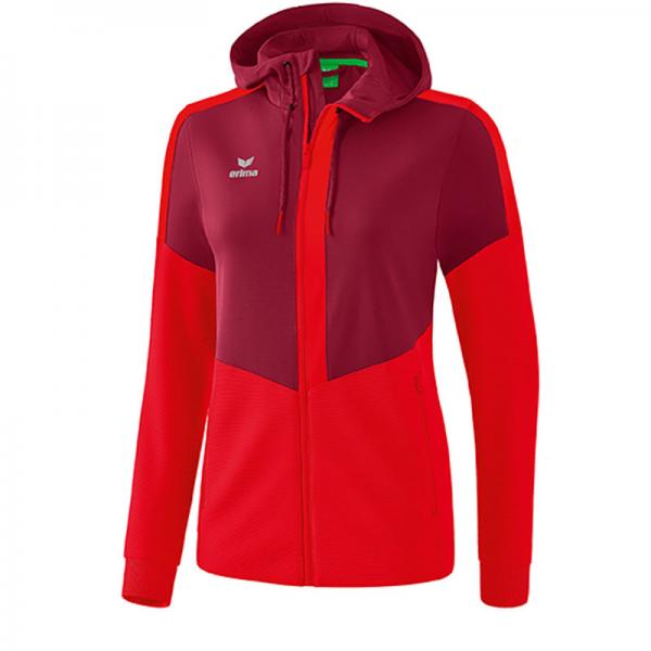 erima Damen-Trainingsjacke SQUAD - mit Kapuze bordeaux/rot | 34