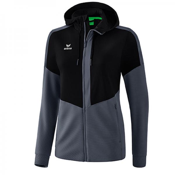 erima Damen-Trainingsjacke SQUAD - mit Kapuze schwarz/slate grey | 34