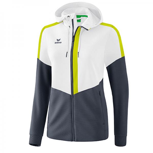 erima Damen-Trainingsjacke SQUAD - mit Kapuze weiß/slate grey/bio lime | 34