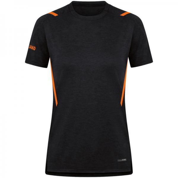 Jako Damen-T-Shirt CHALLENGE schwarz meliert/neonorange | 34