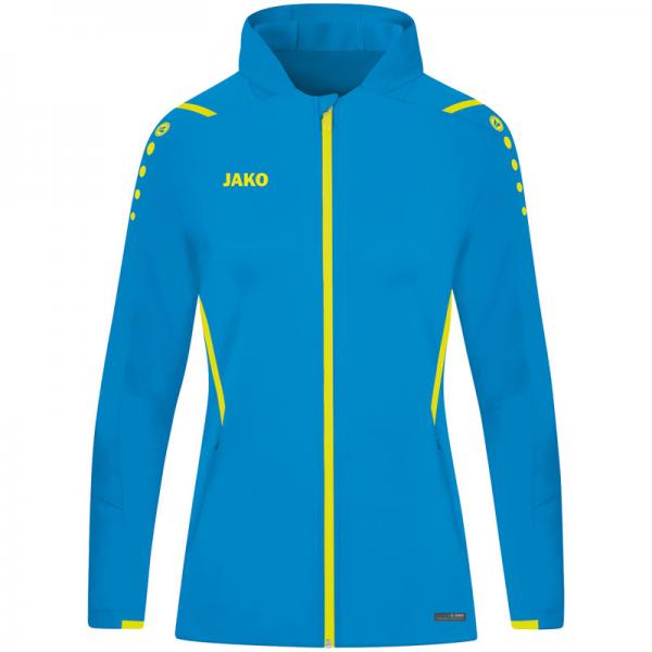 Jako Damen-Trainingsjacke CHALLENGE - mit Kapuze JAKO blau/neongelb | 34