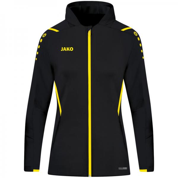 Jako Damen-Trainingsjacke CHALLENGE - mit Kapuze schwarz/citro | 34