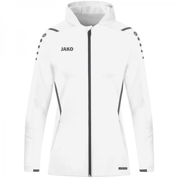 Jako Damen-Trainingsjacke CHALLENGE - mit Kapuze weiß/anthra light | 40