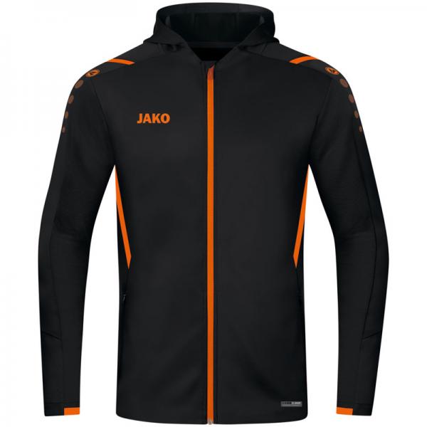 Jako Trainingsjacke CHALLENGE- mit Kapuze schwarz/neonorange | 152