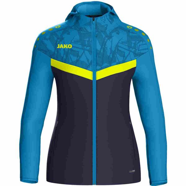 Jako Damen-Kapuzenjacke ICONIC marine/Jako blau/neongelb | 34
