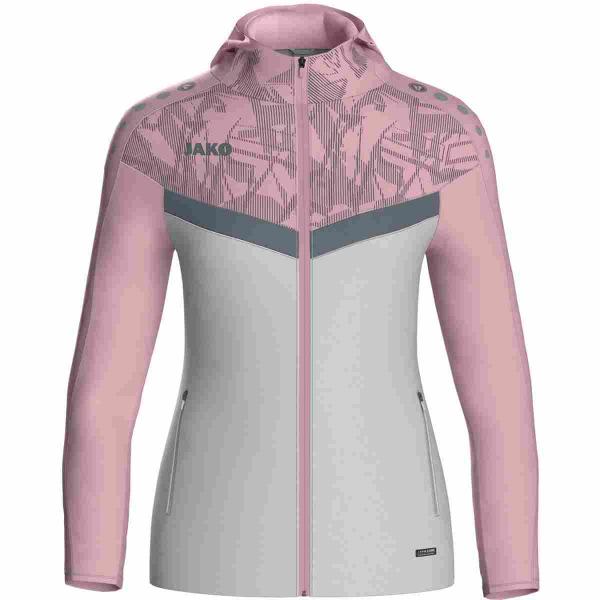 Jako Damen-Kapuzenjacke ICONIC soft grey/dusky pink/anthra light | 34