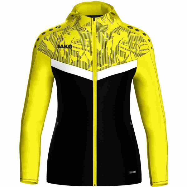 Jako Damen-Kapuzenjacke ICONIC schwarz/soft yellow | 34
