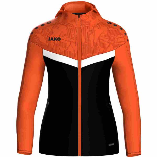 Jako Damen-Kapuzenjacke ICONIC schwarz/neonorange | 34
