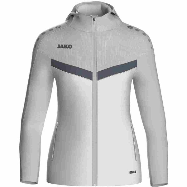 Jako Damen-Kapuzenjacke ICONIC weiß/soft grey/anthra light | 34