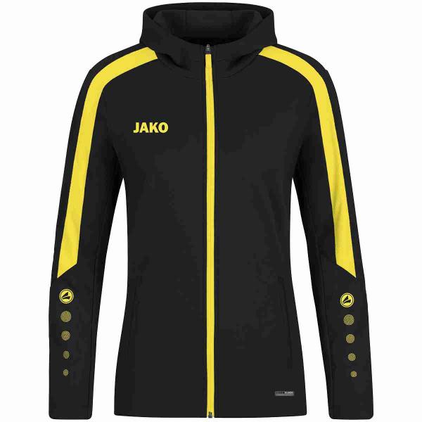 Jako Damen-Kapuzenjacke POWER schwarz/citro | 34
