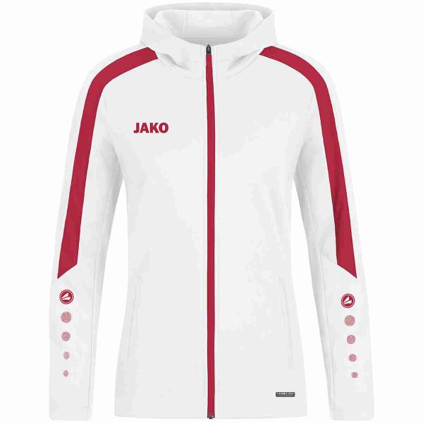 Jako Damen-Kapuzenjacke POWER weiß/rot | 34