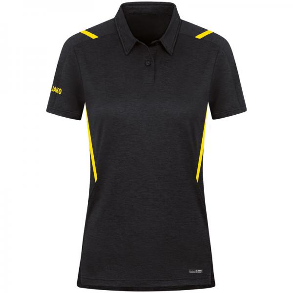 Jako Damen-Poloshirt CHALLENGE schwarz meliert/citro | 34