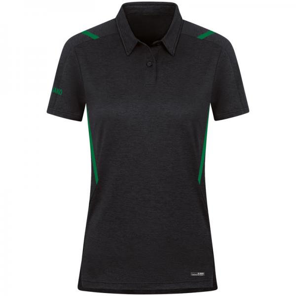 Jako Damen-Poloshirt CHALLENGE schwarz meliert/sportgrün | 34
