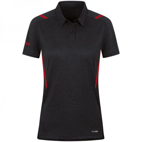 Jako Damen-Poloshirt CHALLENGE schwarz meliert/rot | 34