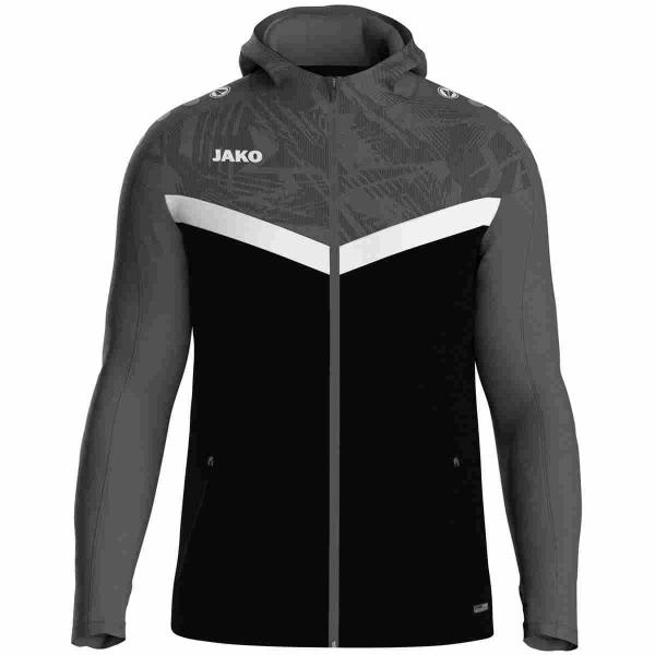 Jako Kapuzenjacke ICONIC schwarz/anthrazit | 128
