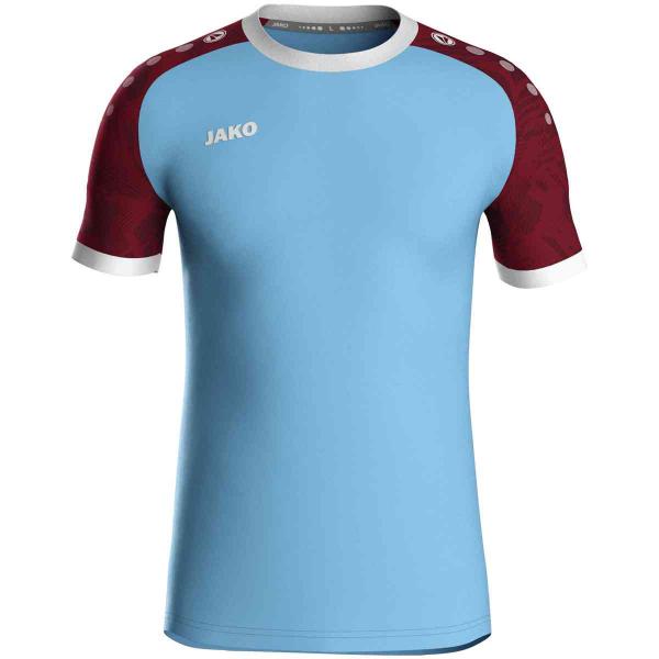 Jako Trikot ICONIC lightblue/weinrot | 116 | Kurzarm