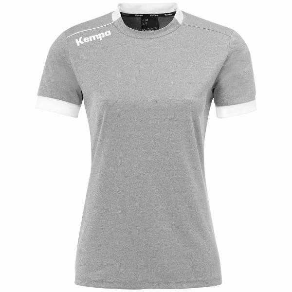 Kempa Damen-Trikot PLAYER darkgrau melange/weiß | XS | Kurzarm